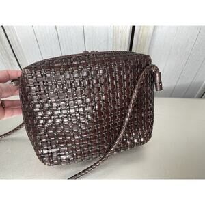 Vintage Danielle Martin Bag Leather Crossbody Purse Braided Brown Basketweave